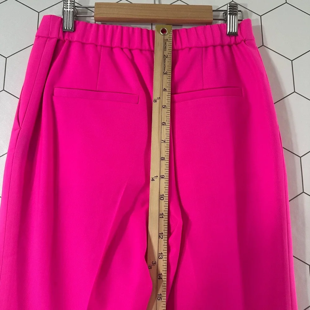 Argent Hot Pink Wool Blend Straight Leg Trousers High Rise Elastic Back 25W